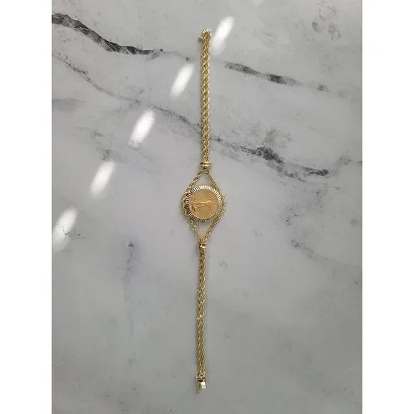 Lady Liberty US Coin Bracelet with Fluted Bezel on Rope Chain